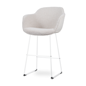 Nolon Nino-Mare Barkruk Bouclé Beige – Wit Onderstel- 75 cm