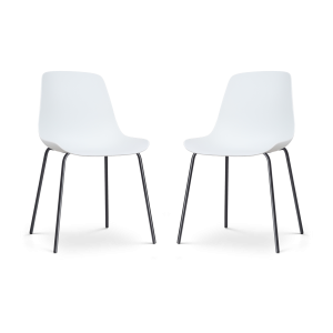 Nolon Nora-Pip Eetkamerstoelen Set van 2 – Wit – Zwart Onderstel Nolon Nora-Pip Eetkamerstoelen Set van 2 – Wit – Zwart Onderstel