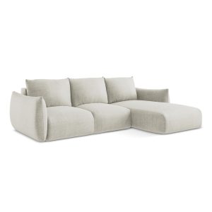 LaMiaSofa hoekbank rechts Savona – textuurstof – lichtbeige – 242x162x