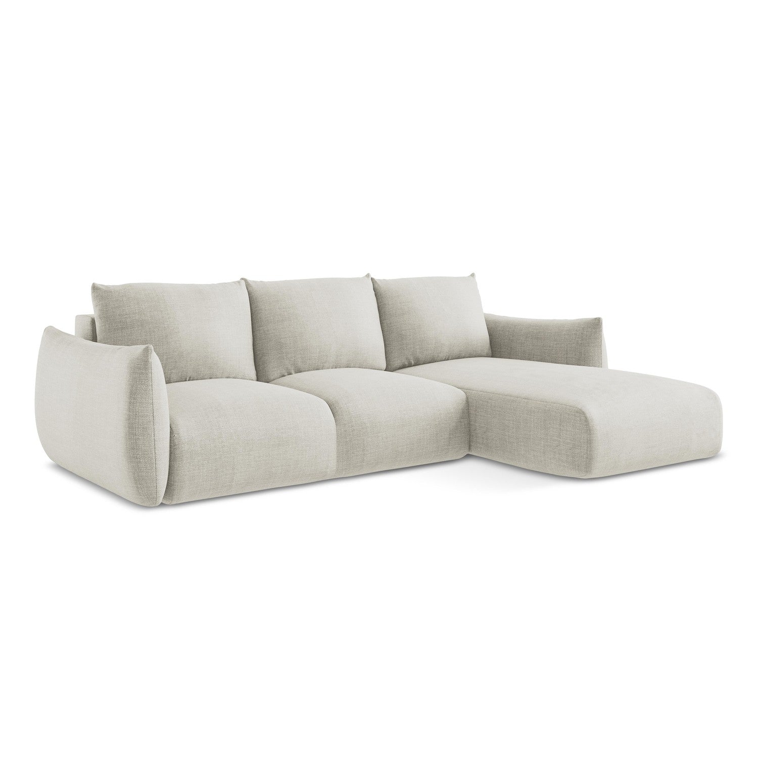 LaMiaSofa hoekbank rechts Savona - textuurstof - lichtbeige - 242x162x
