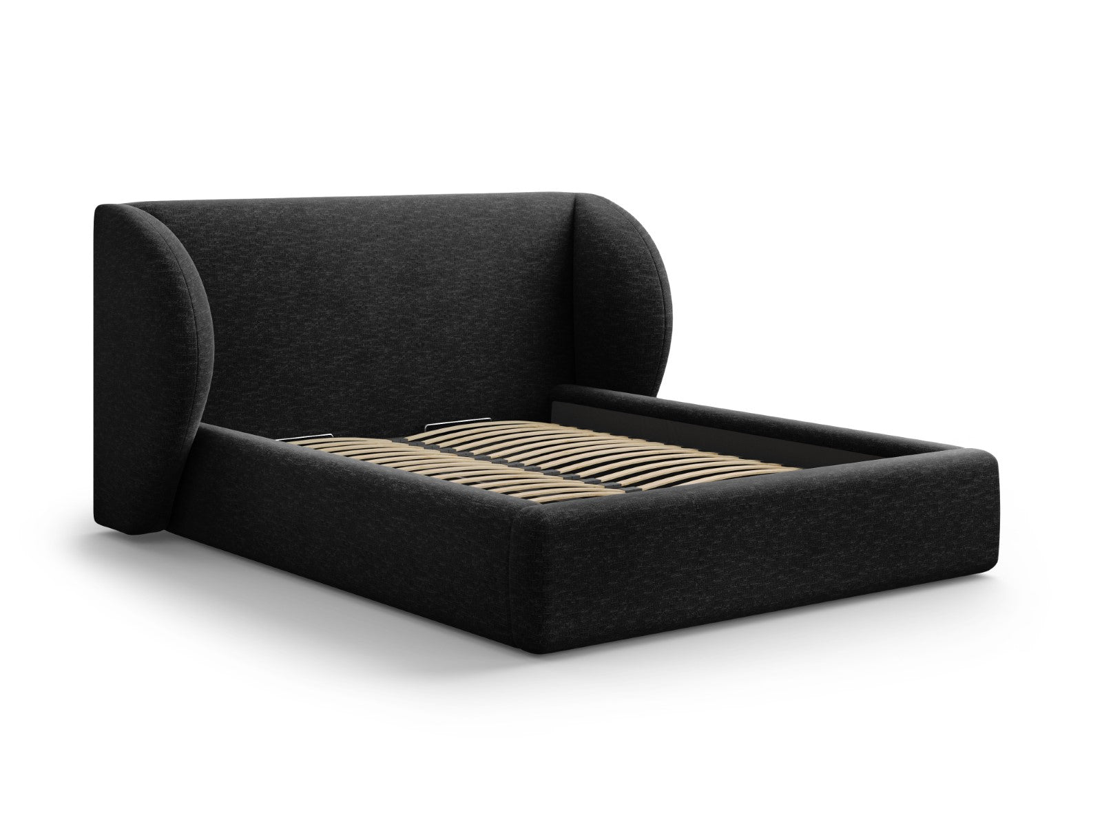 Micadoni Opbergbed met hoofdeinde Miley 180x200cm, chenille, zwart - 2