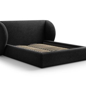 Micadoni Opbergbed met hoofdeinde Miley 160x200cm, chenille, zwart – 2 Micadoni Opbergbed met hoofdeinde Miley 160x200cm, chenille, zwart – 2