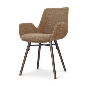 Nolon Nena-Eef eetkamerstoel bruin blend – walnoot houten onderstel Nolon Nena-Eef eetkamerstoel bruin blend – walnoot houten onderstel