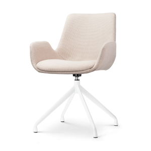 Nolon Nola-Eef Eetkamerstoel Beige – Draaibaar Wit Onderstel Nolon Nola-Eef Eetkamerstoel Beige – Draaibaar Wit Onderstel