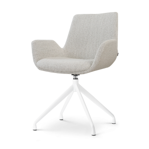 Nolon Nola-Eef Eetkamerstoel Beige Gemêleerd – Draaibaar Wit Onderstel Nolon Nola-Eef Eetkamerstoel Beige Gemêleerd – Draaibaar Wit Onderstel
