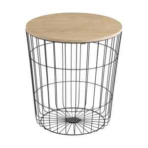 Lisomme Rens Ronde Bijzettafel met Opbergruimte – Zwart Lisomme Rens Ronde Bijzettafel met Opbergruimte – Zwart