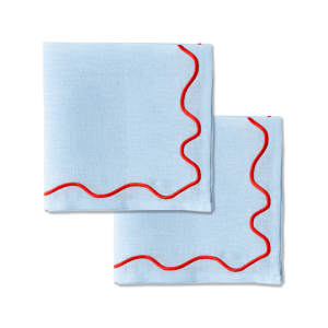 Kulu Club servetten Wavy – 100% linnen – blauw – set van 2 Kulu Club servetten Wavy – 100% linnen – blauw – set van 2