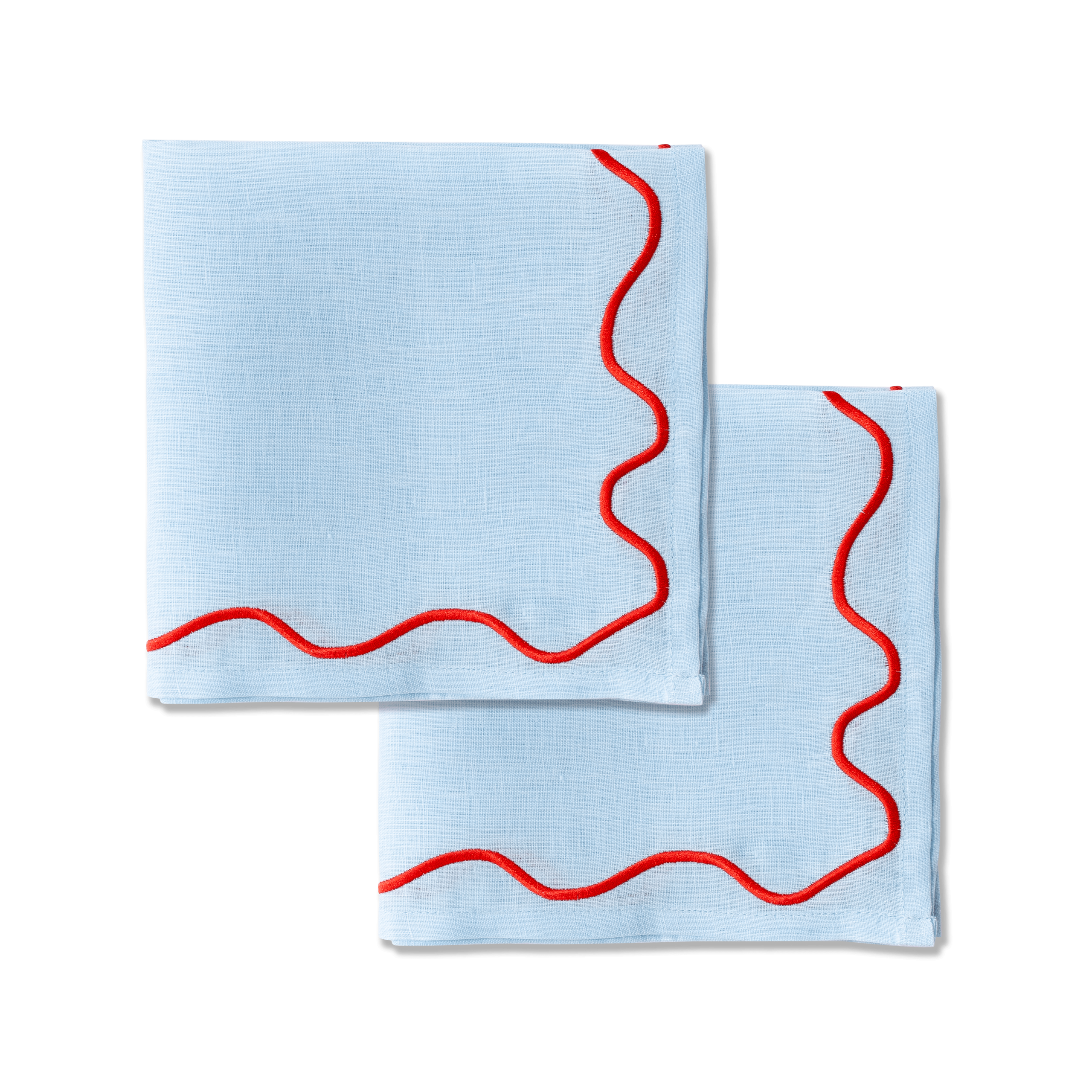Kulu Club servetten Wavy - 100% linnen - blauw - set van 2