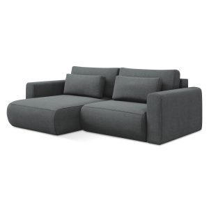 LaMiaSofa hoekbank links Perugia – textuurstof – grijs – 240x149x82