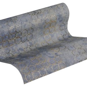 Livingwalls behang hexagon vergrijsd blauw, grijs en goud – 53 cm x 10 Livingwalls behang hexagon vergrijsd blauw, grijs en goud – 53 cm x 10