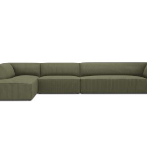 Micadoni linker hoekbank Ruby 5-zits, ribfluwelen, groente – 180x366x6 Micadoni linker hoekbank Ruby 5-zits, ribfluwelen, groente – 180x366x6