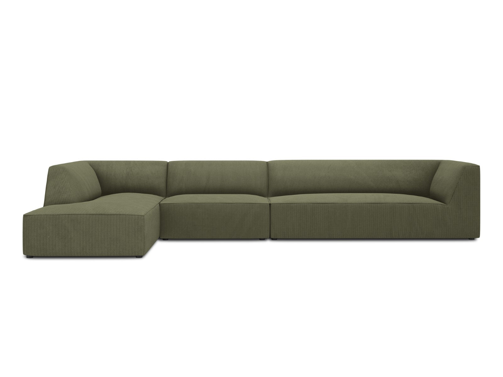 Micadoni linker hoekbank Ruby 5-zits, ribfluwelen, groente - 180x366x6