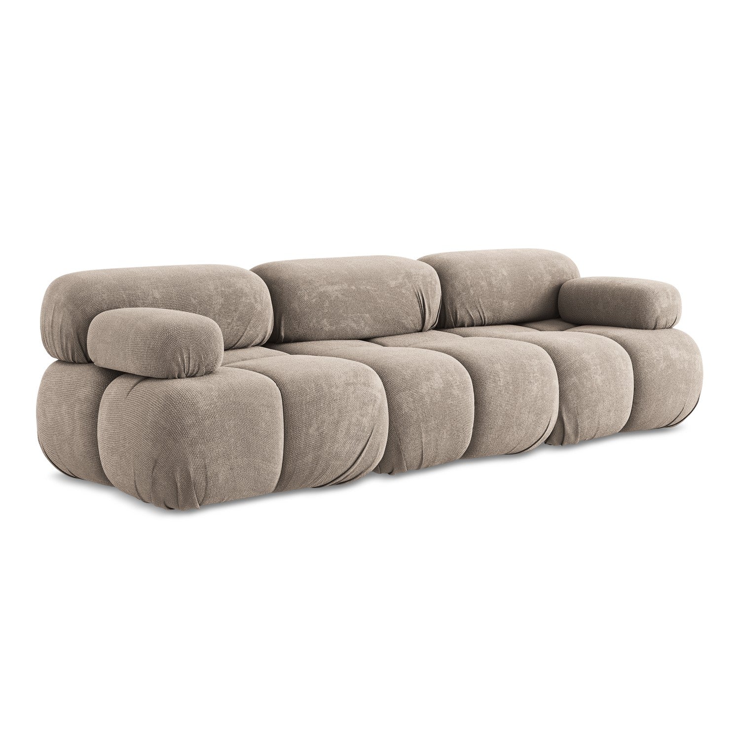 LaMiaSofa 3-zits bank Sanremo - chenille stof - donkerbeige - 285x96x7