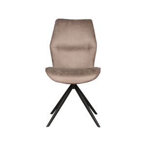 LABEL51 Eetkamerstoel Comfy – Taupe Stof – Zithoogte 47cm – Set van 2