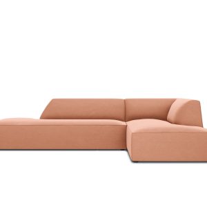 Micadoni rechter hoekbank Ruby 4-zits, flueel, roze – 180x273x69cm