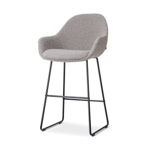 Nolon Nino-Mae Barkruk Bouclé Taupe – met Armleuning – Zwart – 65 cm