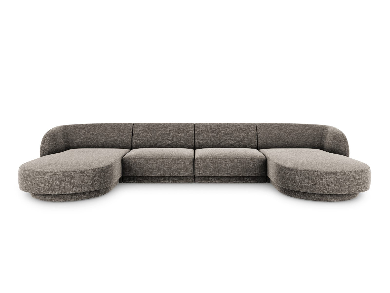 Micadoni Panoramische bank Miley 5-zits, chenille, grijs - 156x330x70c