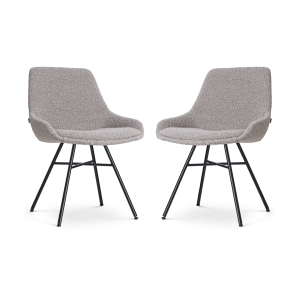 Nolon Noa-Isa Eetkamerstoelen Set van 2 – Bouclé Taupe – Zwart Nolon Noa-Isa Eetkamerstoelen Set van 2 – Bouclé Taupe – Zwart