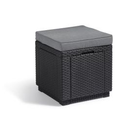 Allibert Cube hocker grafiet incl. kussen – 42 x 42 x 30