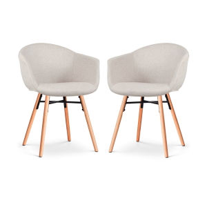 Nolon Nena-Otis Eetkamerstoelen Set van 2 – Beige – Houten Poten Nolon Nena-Otis Eetkamerstoelen Set van 2 – Beige – Houten Poten
