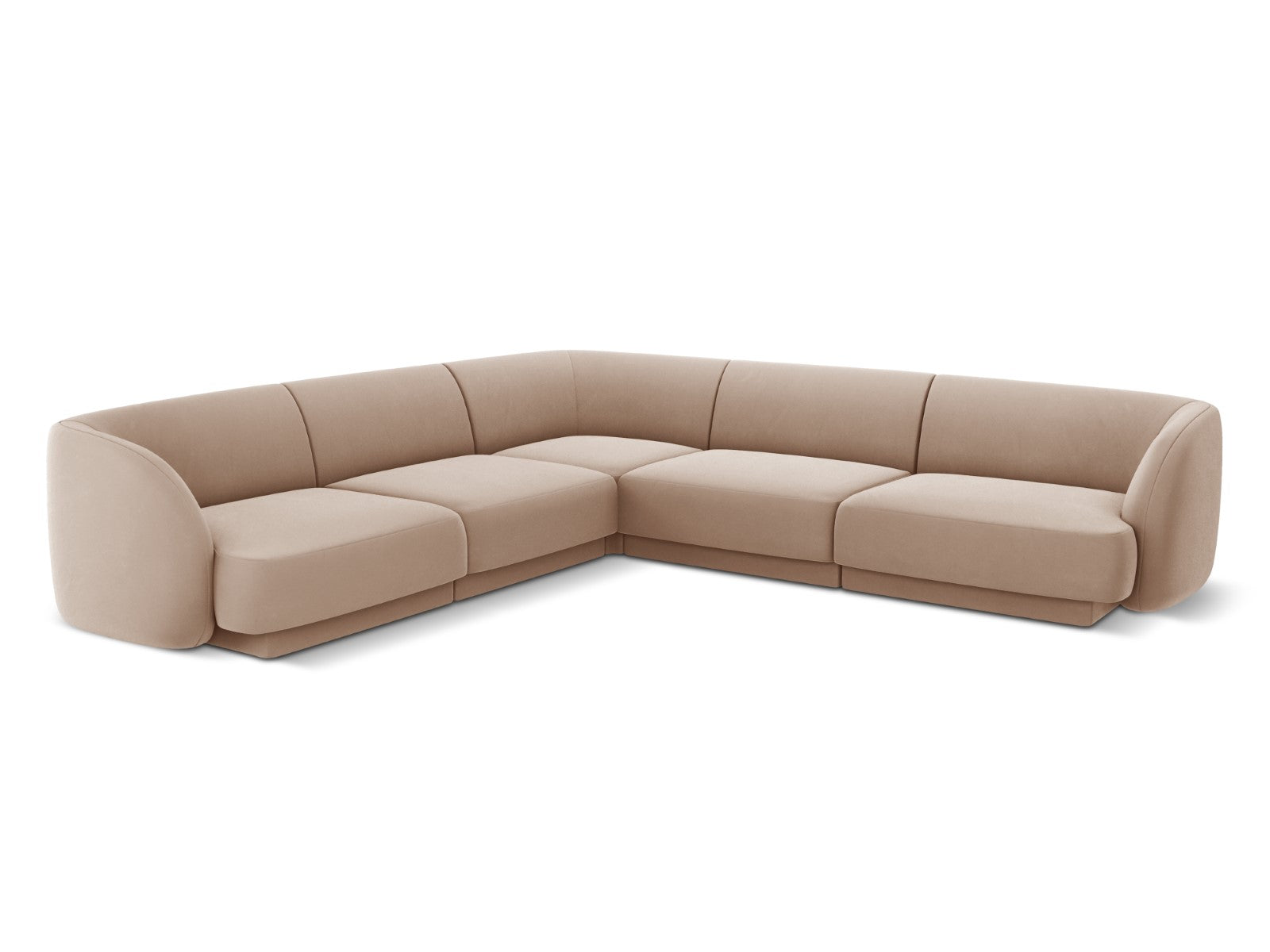 Micadoni Symmetrische hoekbank Miley 5-zits, flueel, cappuccino - 255x