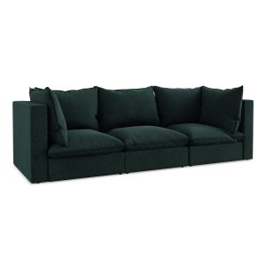 LaMiaSofa 3-zits bank Ravenna – velours – grijsgroen – 255x90x77