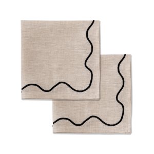 Kulu Club servetten Wavy – 100% linnen – beige – set van 2 Kulu Club servetten Wavy – 100% linnen – beige – set van 2