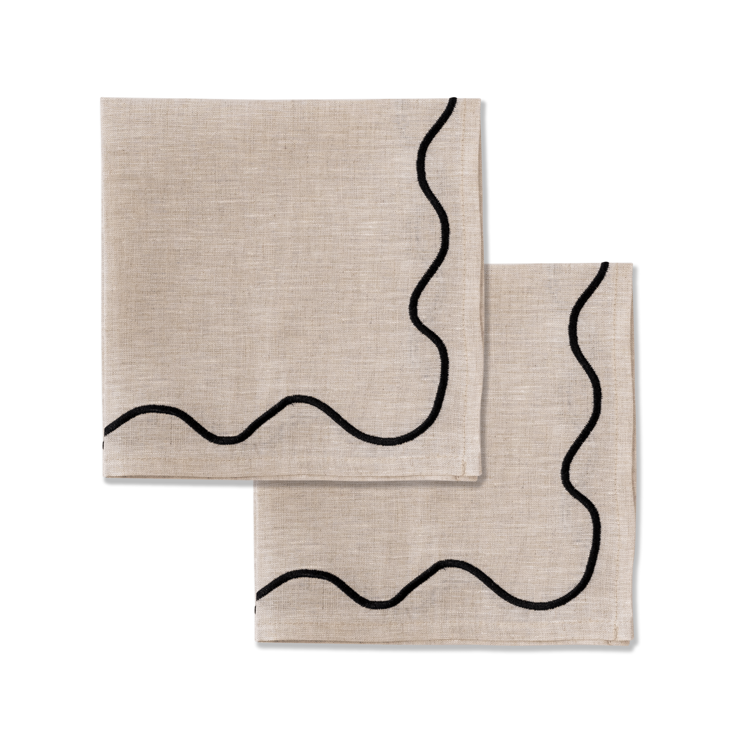 Kulu Club servetten Wavy - 100% linnen - beige - set van 2
