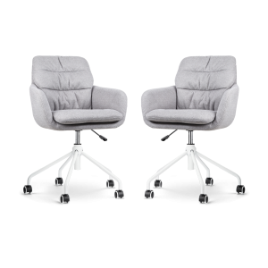 Nolon Nout-Mia Bureaustoelen Set van 2 – Grijs – Wit Onderstel Nolon Nout-Mia Bureaustoelen Set van 2 – Grijs – Wit Onderstel