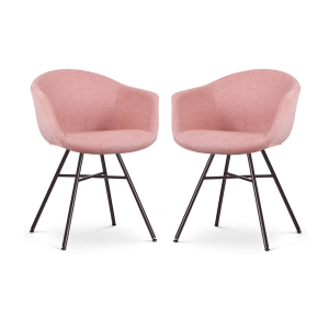 Nolon Noa-Otis Eetkamerstoelen Set van 2 – Zacht Roze – Zwarte Poten Nolon Noa-Otis Eetkamerstoelen Set van 2 – Zacht Roze – Zwarte Poten