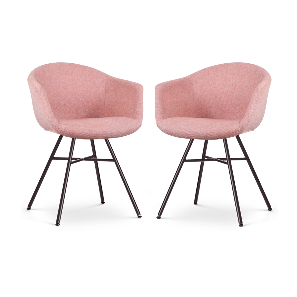 Nolon Noa-Otis Eetkamerstoelen Set van 2 - Zacht Roze - Zwarte Poten