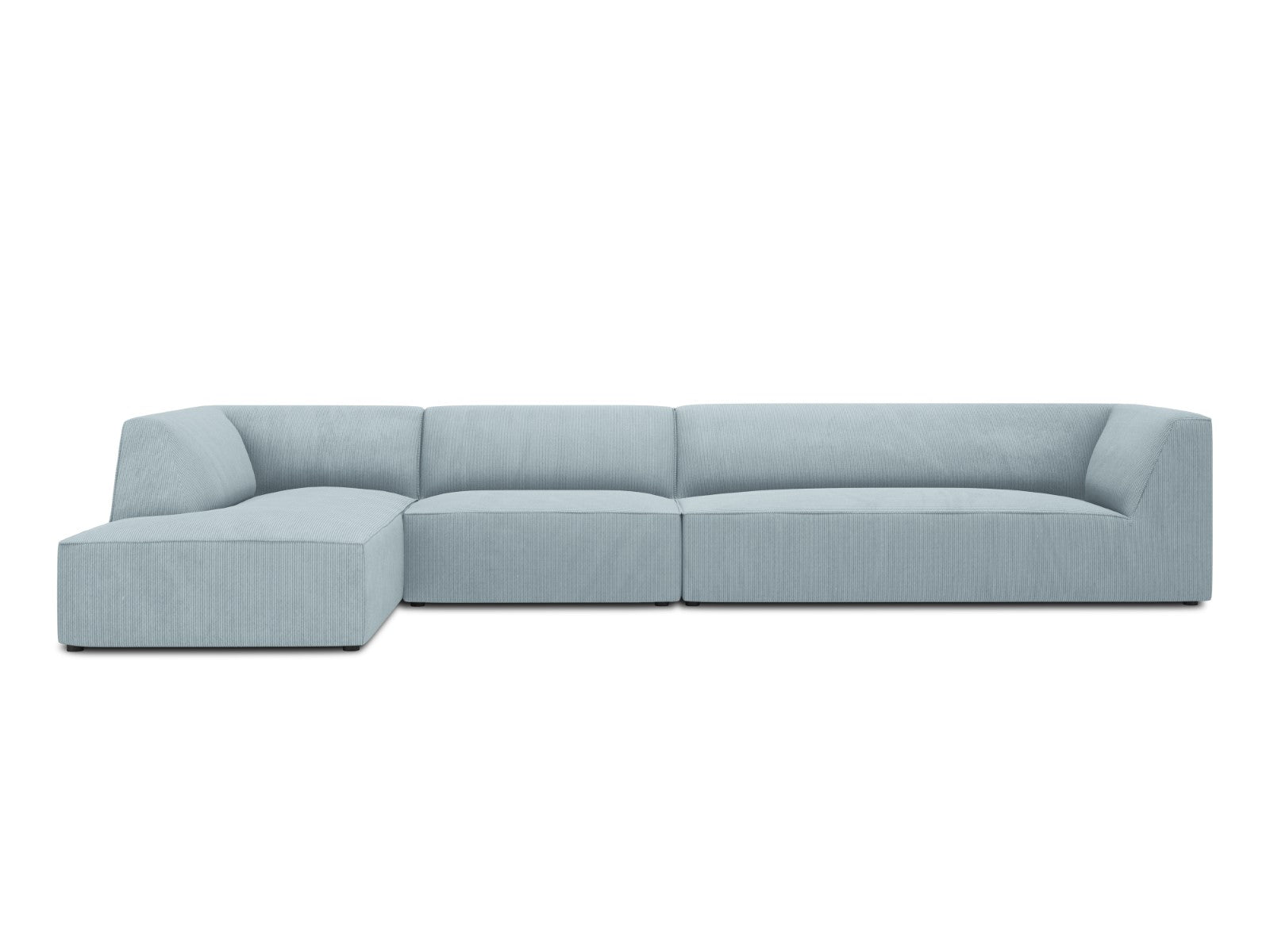 Micadoni linker hoekbank Ruby 5-zits, ribfluwelen, lichtblauw - 180x36
