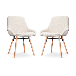 Nolon Nena-Isa Eetkamerstoelen Set van 2 – Bouclé Beige – Houten Poten Nolon Nena-Isa Eetkamerstoelen Set van 2 – Bouclé Beige – Houten Poten