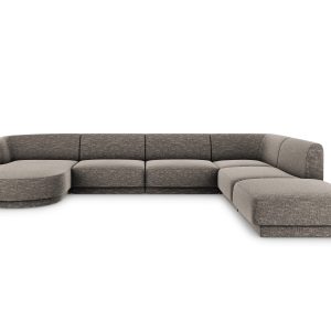 Micadoni Panoramische hoekbank rechts Miley 6-zits, chenille, grijs – Micadoni Panoramische hoekbank rechts Miley 6-zits, chenille, grijs –