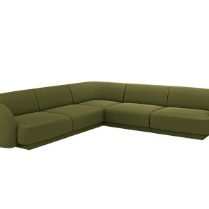 Micadoni Symmetrische hoekbank Miley 5-zits, boucle donker olijfgroen Micadoni Symmetrische hoekbank Miley 5-zits, boucle donker olijfgroen