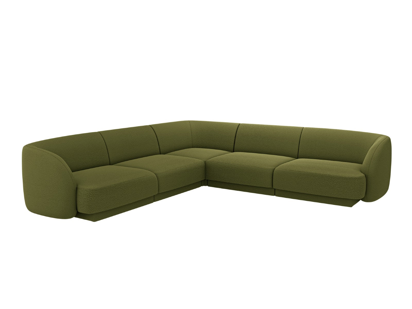 Micadoni Symmetrische hoekbank Miley 5-zits, boucle donker olijfgroen