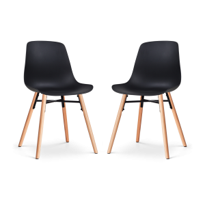 Nolon Nena-Pip Eetkamerstoelen Set van 2 – Zwart – Houten Poten Nolon Nena-Pip Eetkamerstoelen Set van 2 – Zwart – Houten Poten