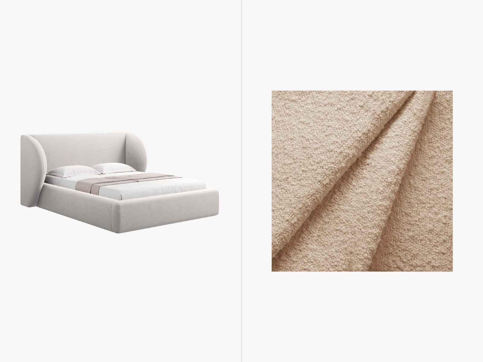 Micadoni Opbergbed met hoofdeinde Miley 200x200cm boucle beige - 230x2