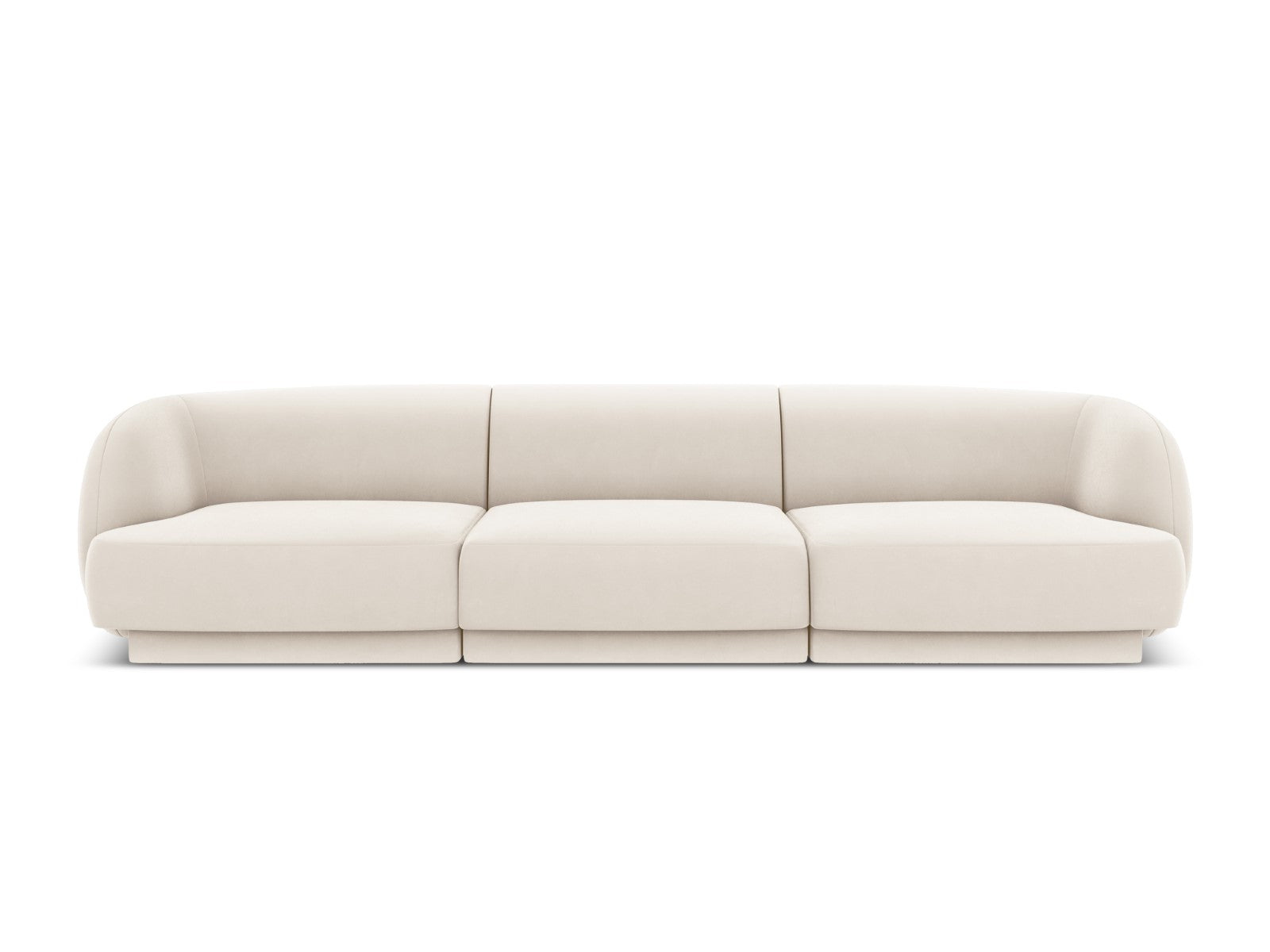 Micadoni Bank Miley 3-zits, flueel, lichtbeige - 90x255x70cm