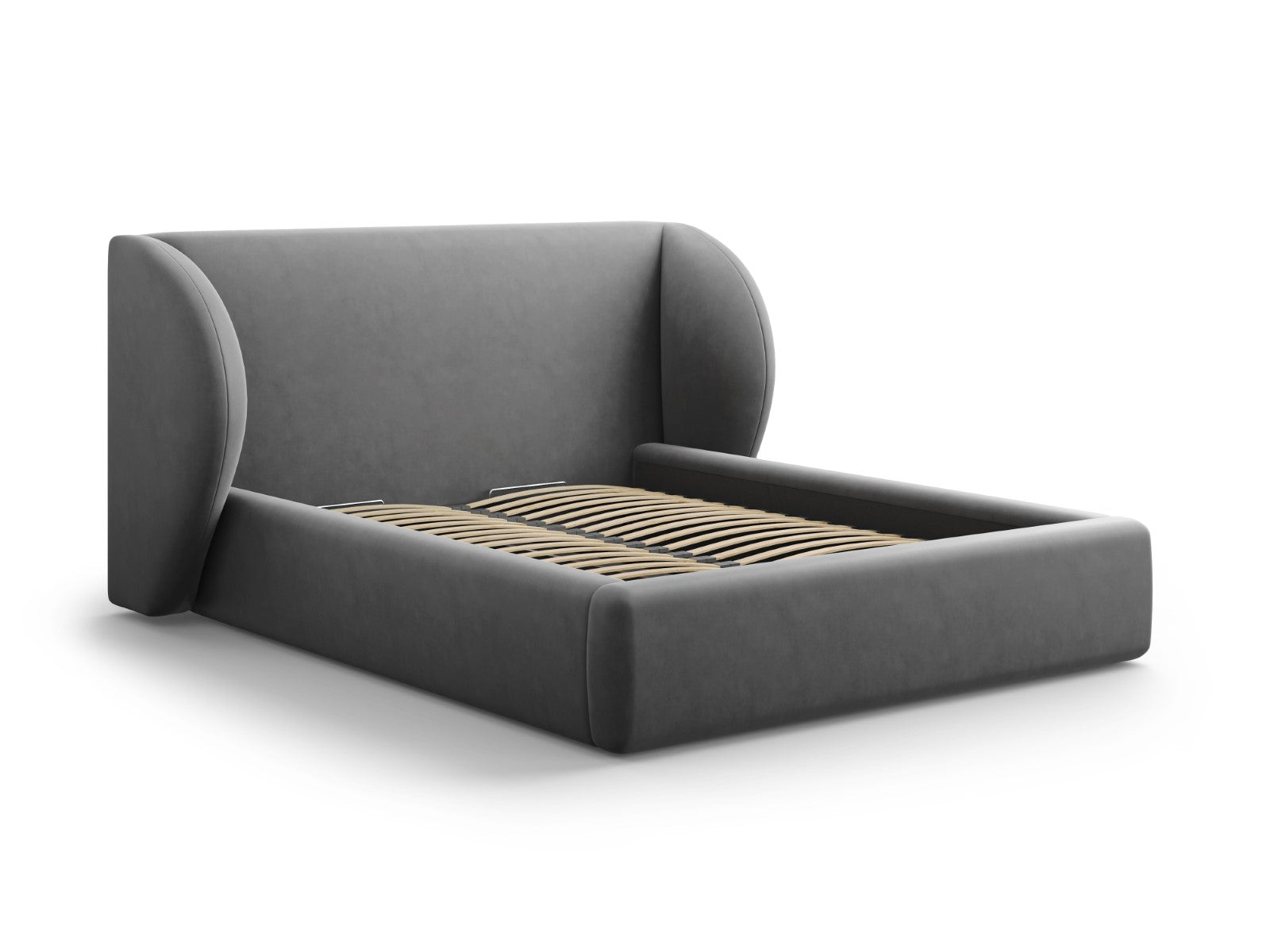 Micadoni Opbergbed met hoofdeinde Miley 140x200cm, flueel, grijs - 230