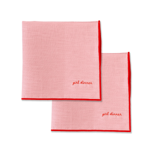 Kulu Club servetten "girl dinner" – 100% linnen – roze – set van 2 Kulu Club servetten "girl dinner" – 100% linnen – roze – set van 2