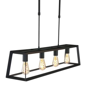 Mexlite hanglamp buckley – 4 lichts – 100x 130 cm – zwart Mexlite hanglamp buckley – 4 lichts – 100x 130 cm – zwart