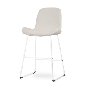 Nolon Nino-Fé Barkruk Ribstof Créme – Wit Onderstel – 65 cm