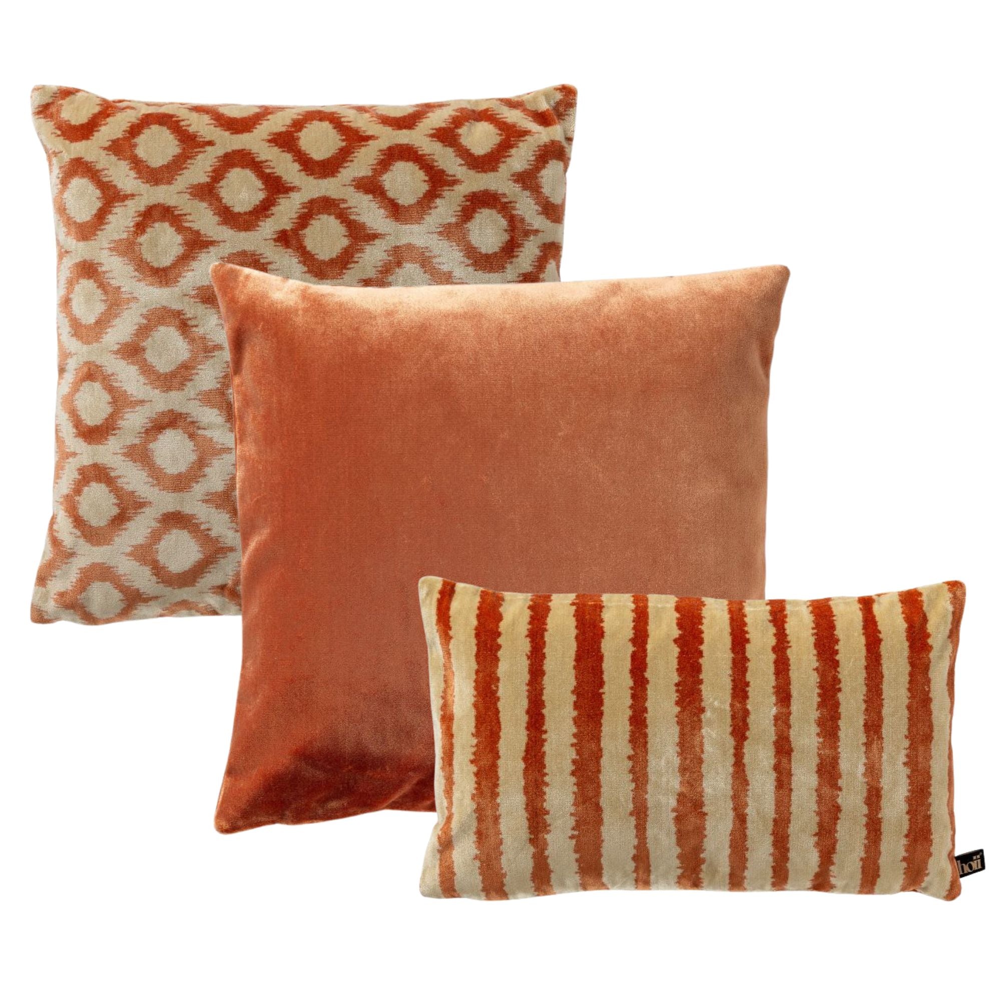 KUSSENSET | 3-delig | Celeste Design | oranje | Hoii | inclusief veren