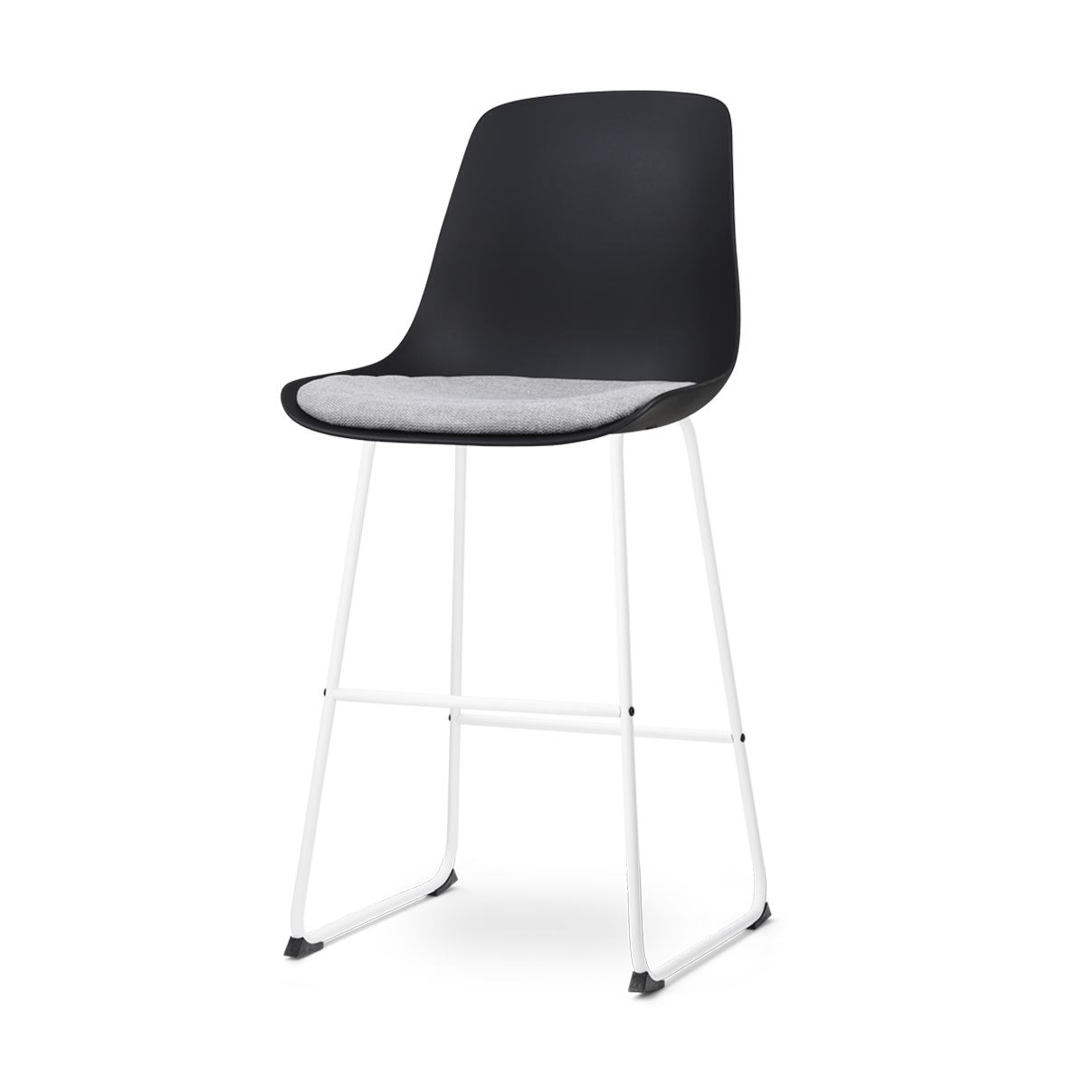 Nolon Nino-Liv Barkruk Zwart - Lichtgrijs Kussen - Wit Frame - 75 cm
