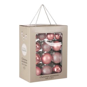 Mica Decorations Kerstballen Set – 26 Stuks – Ø7 cm – Glas – Roze Mica Decorations Kerstballen Set – 26 Stuks – Ø7 cm – Glas – Roze