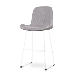 Nolon Nino-Fé Barkruk Ribstof Warm Grijs – Wit Onderstel – 75 cm