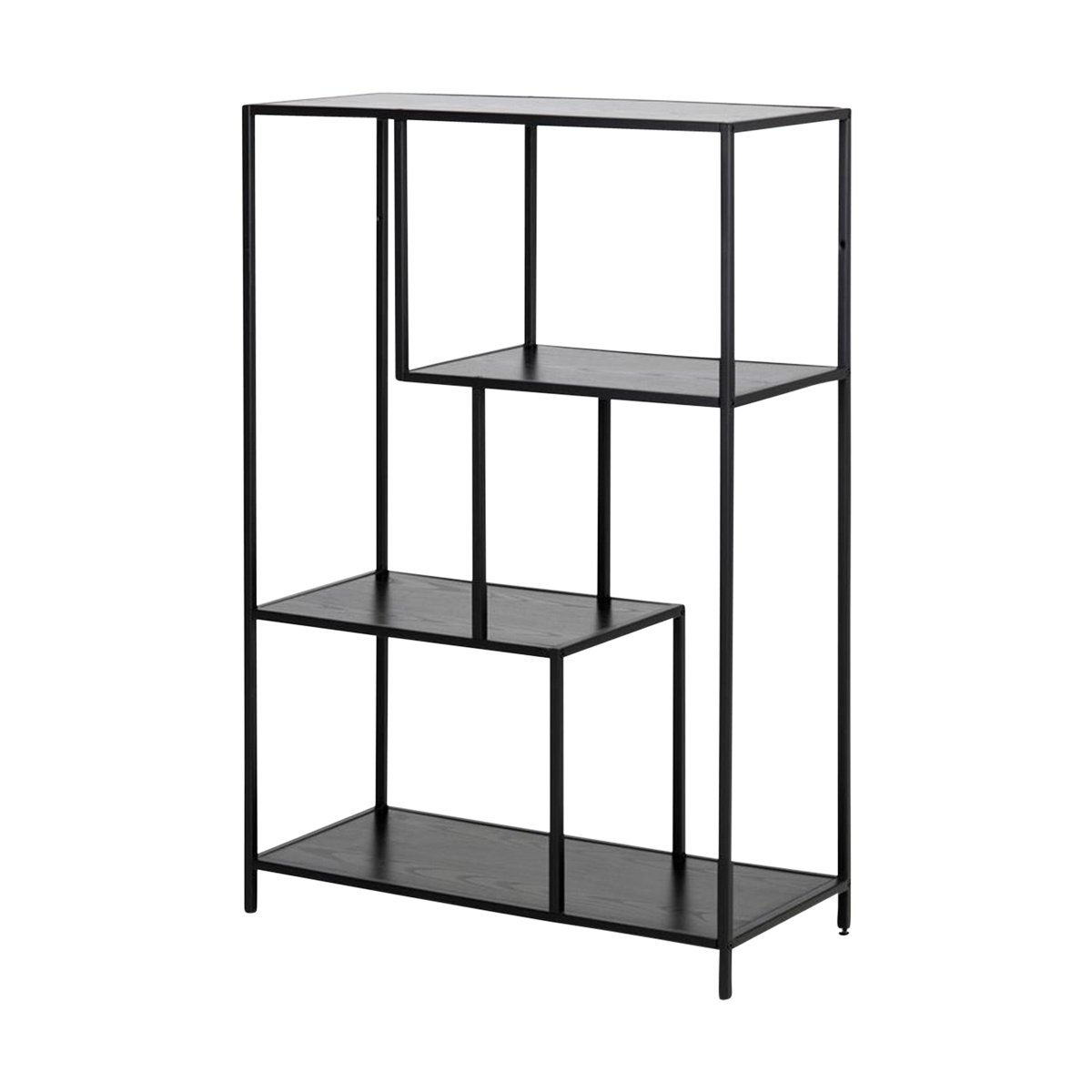 Lisomme Vic Boekenkast van Metaal en Hout - B 77 cm - Zwart