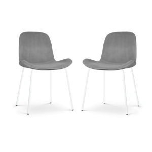 Nolon Nora-Fé Eetkamerstoelen Set van 2 – Velvet Grijs – Witte Poten Nolon Nora-Fé Eetkamerstoelen Set van 2 – Velvet Grijs – Witte Poten