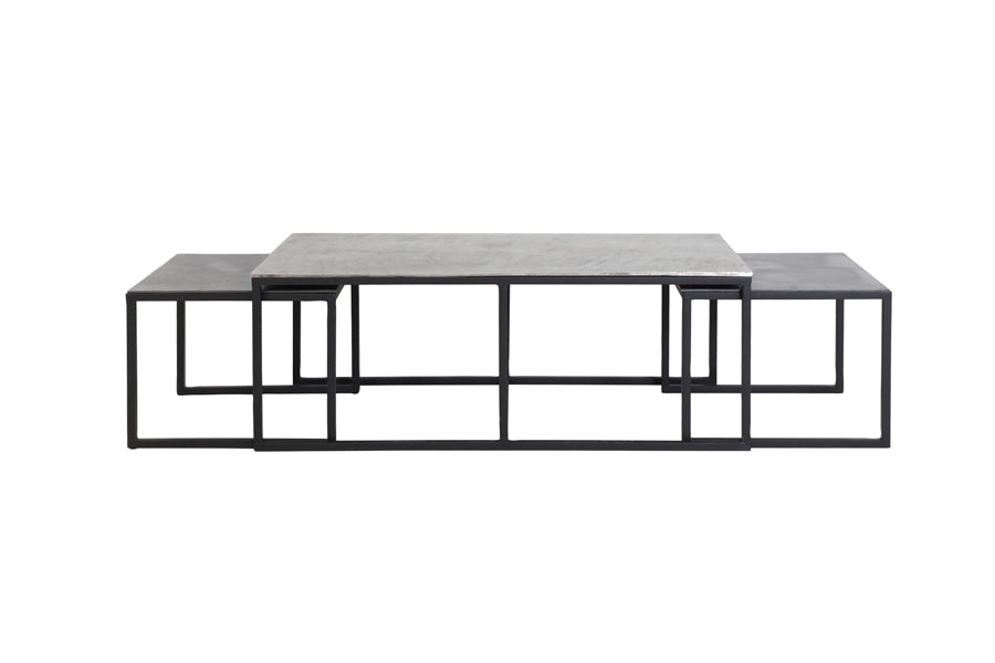 Light & Living salontafel KUMALU - 120x60x45cm - zilver - Set van 3